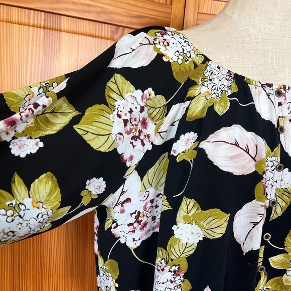 a.n.a Black Floral Crop Blouse Off Shoulder Festival Trendy Sexy Casual Chic - Picture 6 of 10